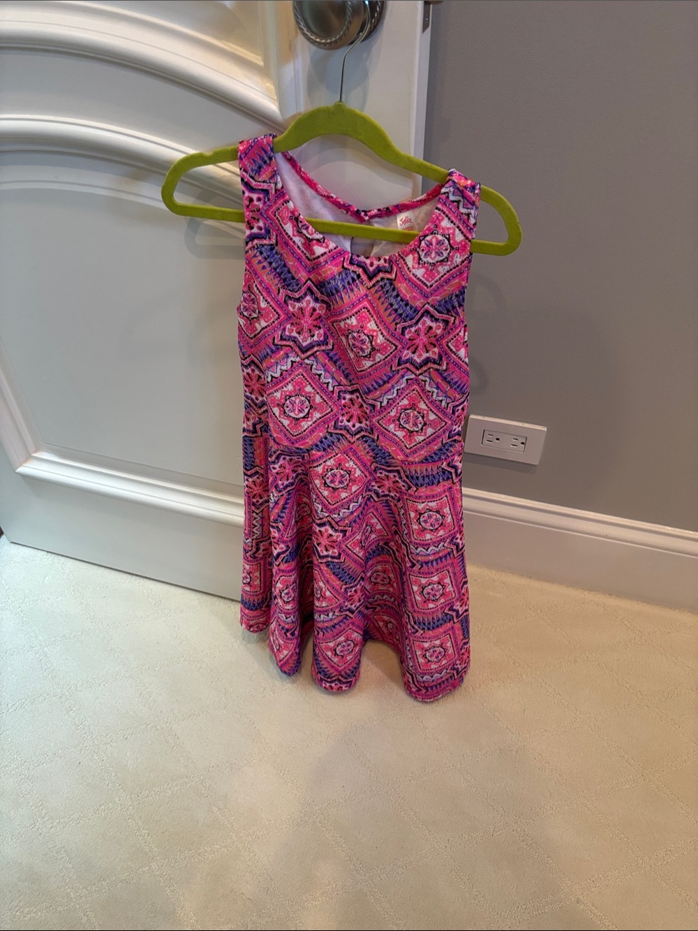 Pink Geometric Print Sleeveless Dress size 12 by Justice